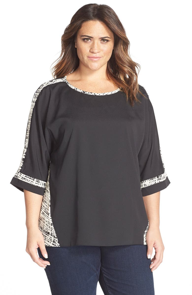 DKNYC Colorblock Bamboo Print Top (Plus Size) | Nordstrom