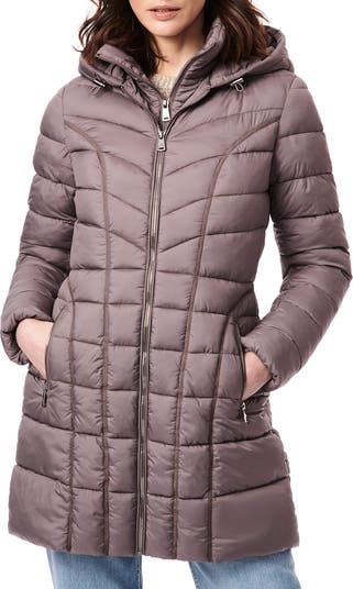 Bernardo Water Resistant Packable Hooded Puffer Coat with