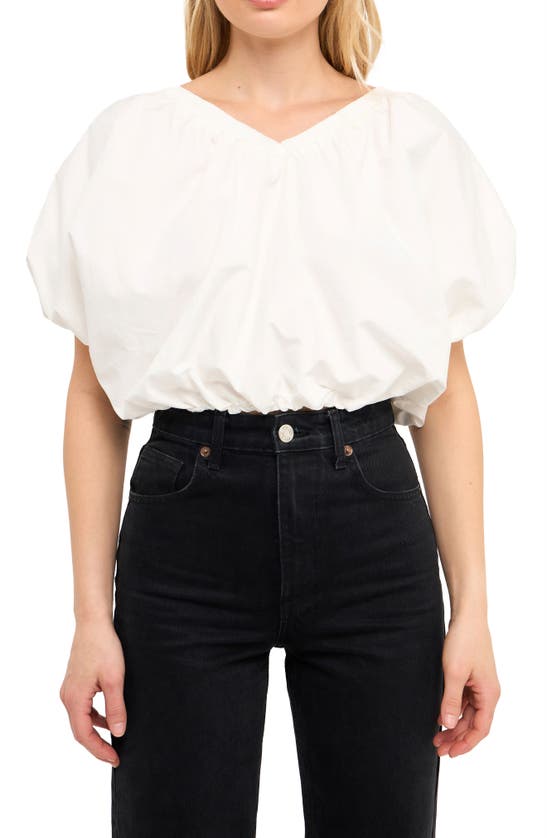 Shop Endless Rose Puff Crop Blouse In White