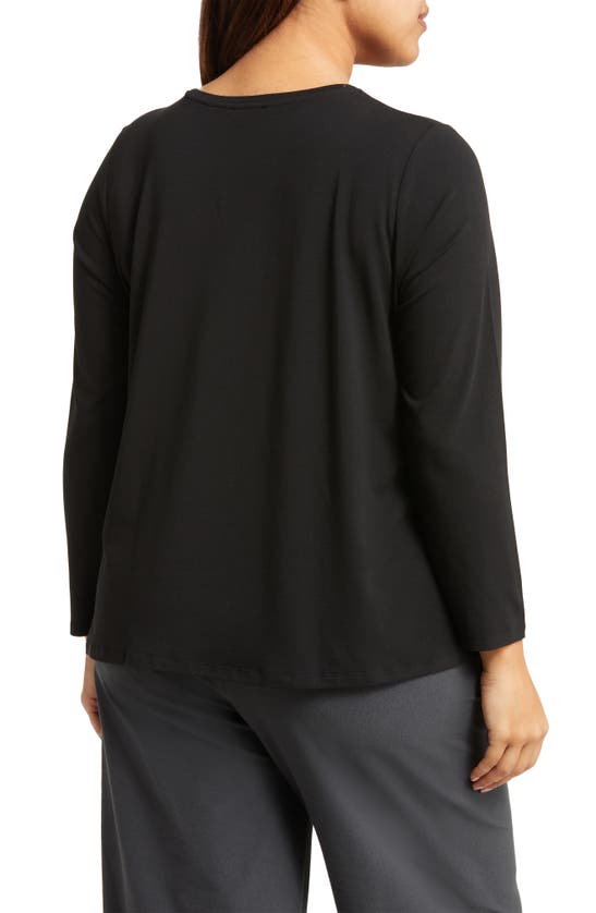 Eileen Fisher Long-sleeve Crewneck Tee In Black