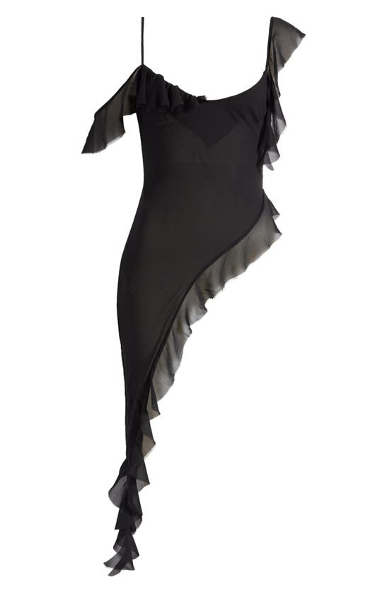 Shop Mistress Rocks Asymmetric Chiffon Minidress In Black