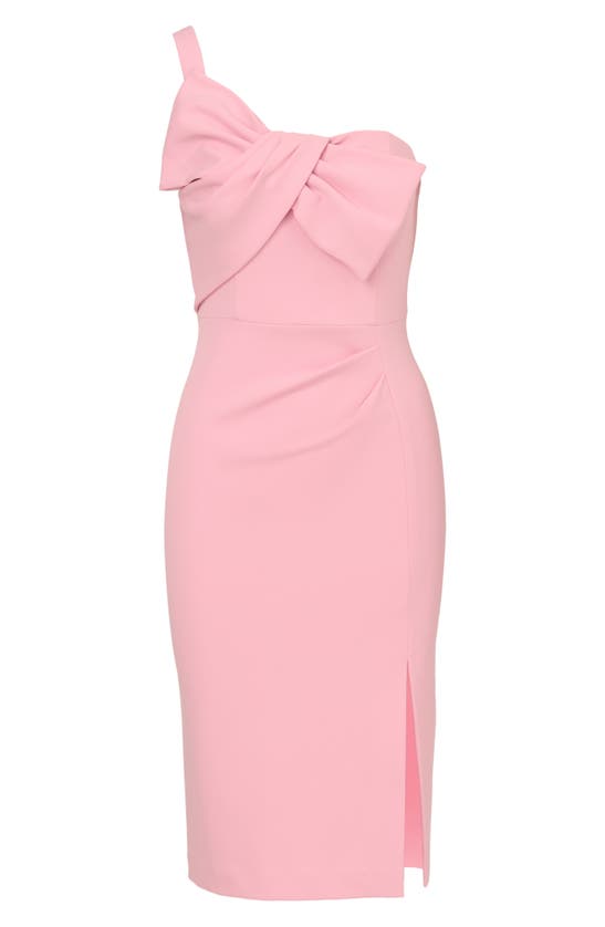 Shop Adrianna Papell One-shoulder Crepe Knit Cocktail Dress In Pink Chill