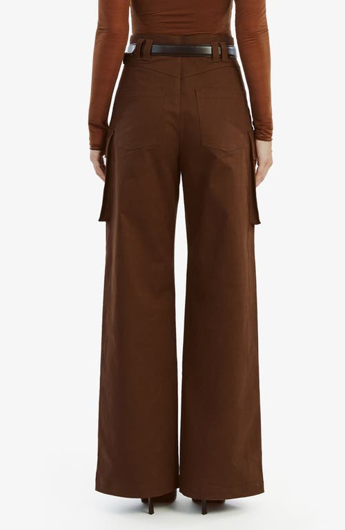 Shop Bardot Tybi High Waist Wide Leg Cargo Pants In Chocolate