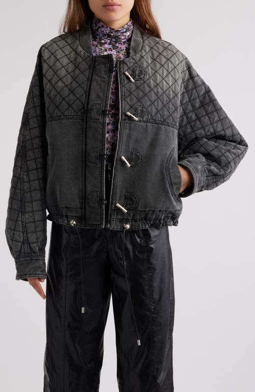 Shop Isabel Marant Celiany Oversize Quilted Denim Bomber Jacket In Dark Grey