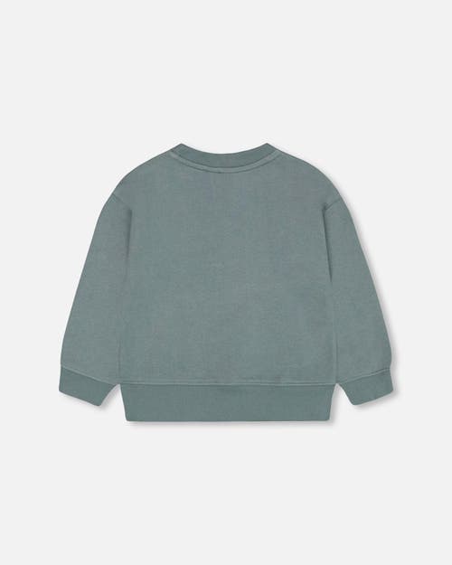 Deux Par Deux Boy's French Terry Printed Sweatshirt Pine Green at Nordstrom