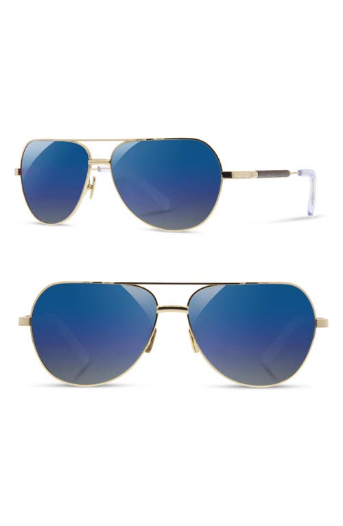 Shwood 'Redmond' 58mm Polarized Aviator Sunglasses in Gold/Ebony /Blue Flash at Nordstrom