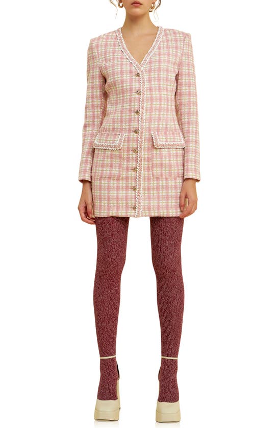 Endless Rose Plaid Mod Mini Dress In Pink Multi