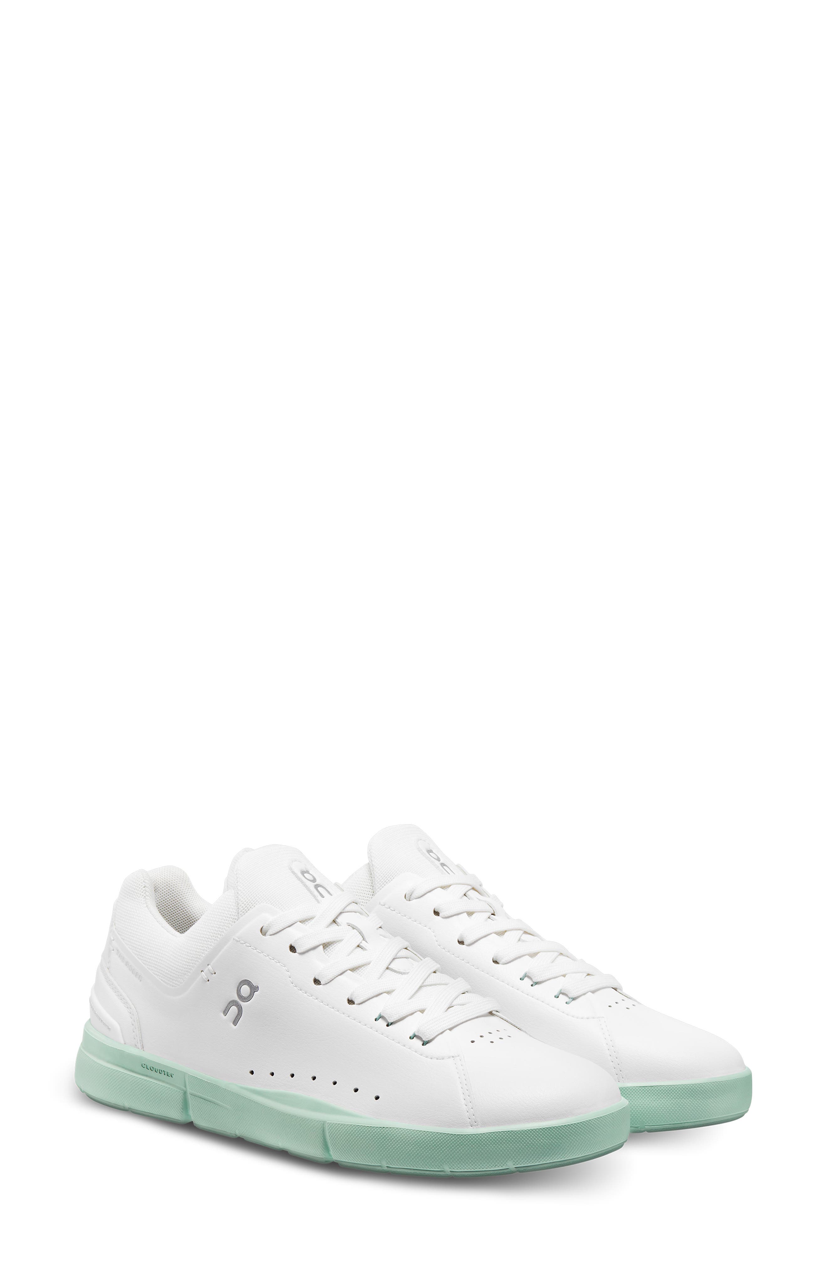 On THE ROGER Advantage Tennis Sneaker - Women in White/Creek