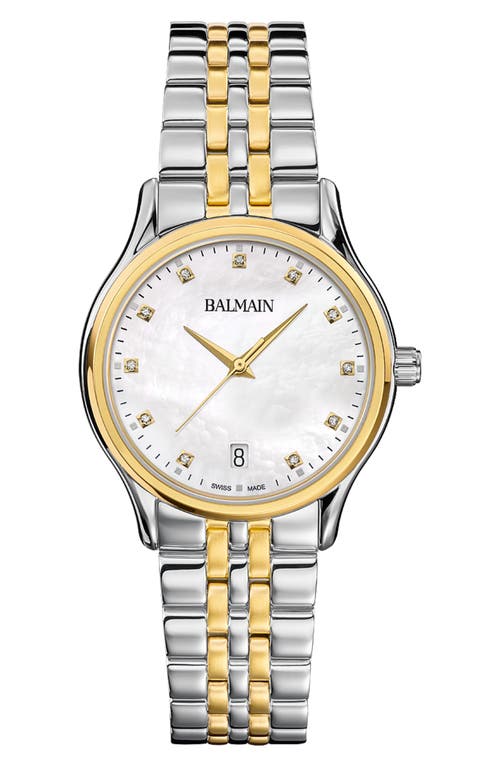 Balmain Beleganza Diamond Bracelet Watch, 32mm In Stainless Steel/yellow Gold
