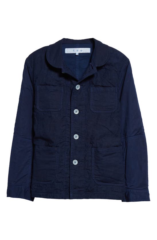 Shop Tao Comme Des Garçons Cotton & Linen Chore Jacket In Dark Blue