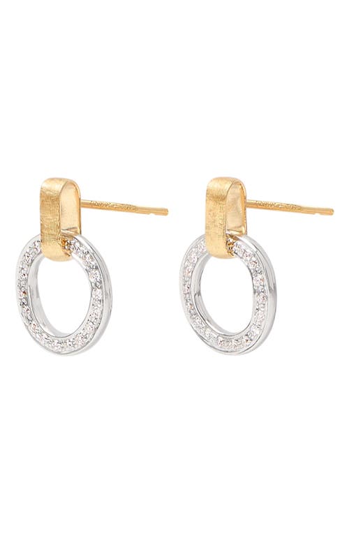 Marco Bicego 18k Yellow & White Gold Jaipur Link Diamond Flat Link Stud Earrings In Yellow Gold