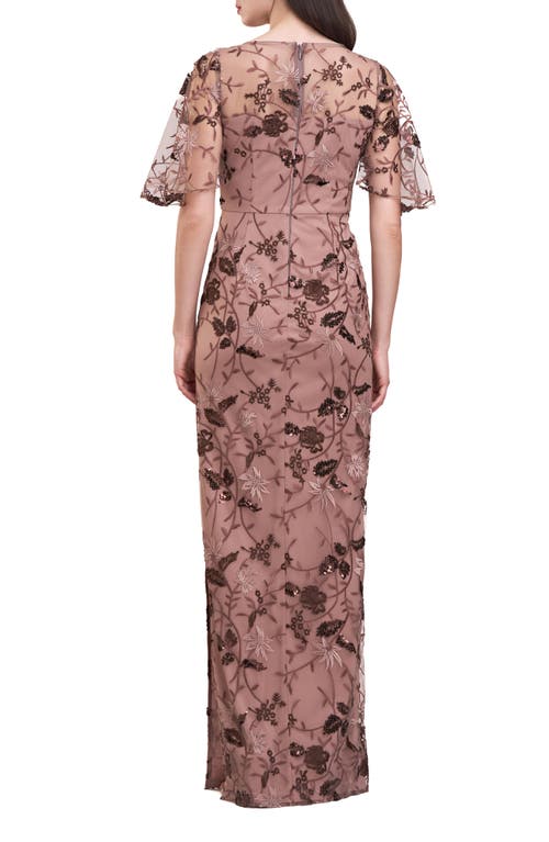 JS COLLECTIONS JS COLLECTIONS DAPHNE EMBROIDERED SEQUIN COLUMN GOWN