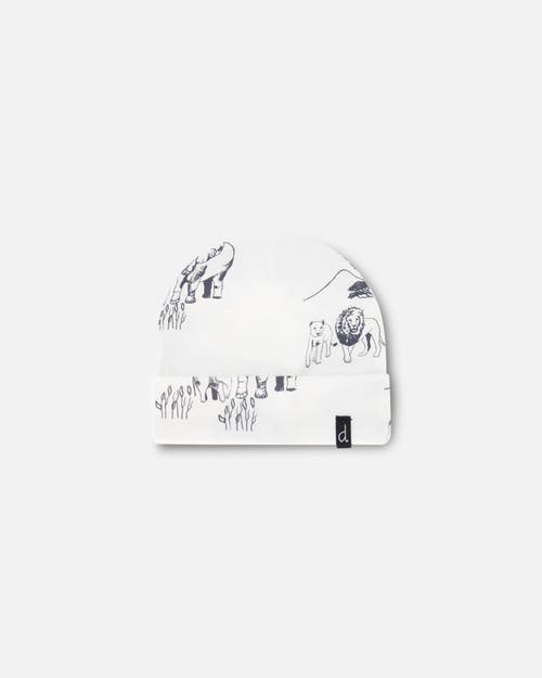 Deux Par Deux Baby Boy's Organic Cotton Hat White With Printed Jungle at Nordstrom, Size 3-6M