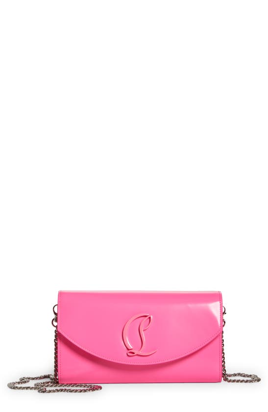 Christian Louboutin Loubi54 Leather Wallet On A Chain In Fluo Pink