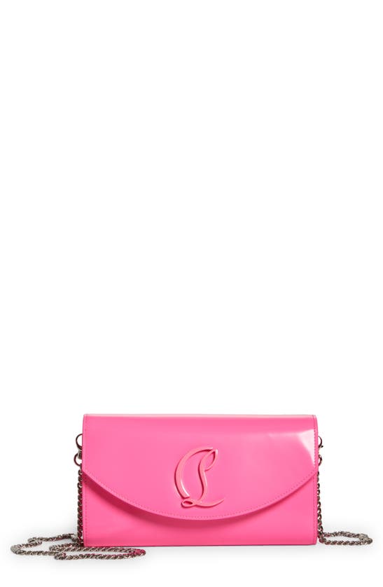 Christian Louboutin Loubi54 Leather Wallet On A Chain In Fluo Pink/ Fluo Pink
