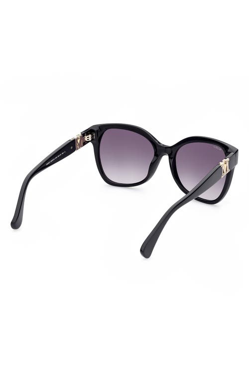 Shop Max Mara Butterfly 56mm Gradient Cat Eye Sunglasses In Shiny Black/gradient Smoke