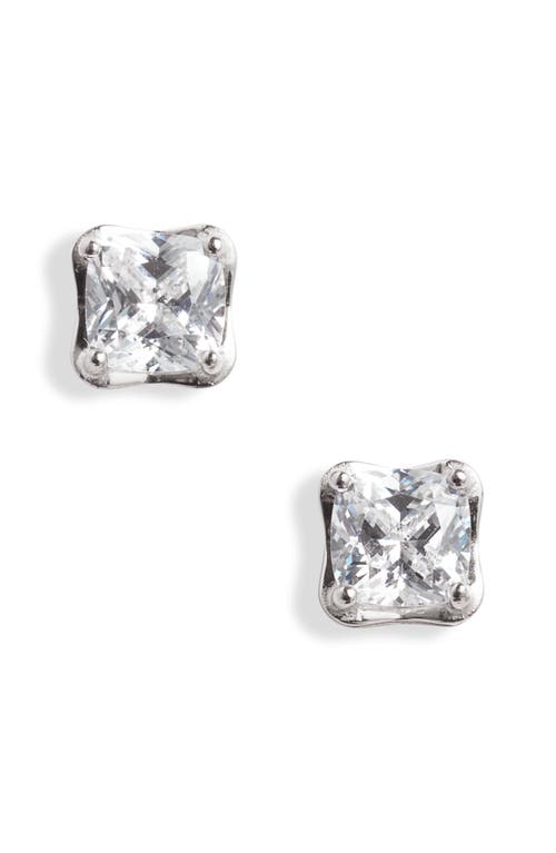 Shop Nordstrom Princess Sterling Silver & Cubic Zirconia Stud Earrings In Platinum Plated