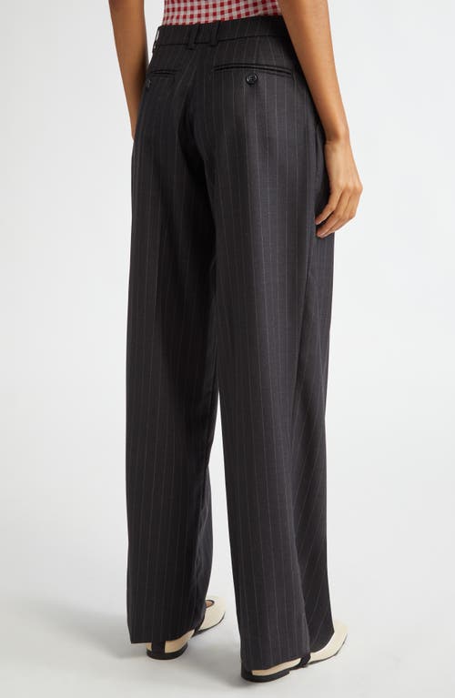 Shop Molly Goddard John Pleated Pinstripe Wide Leg Wool Trousers In Grey