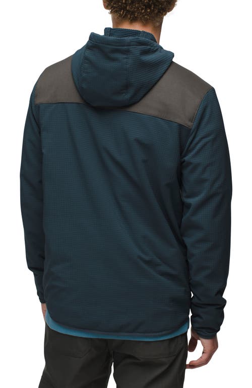 Shop Prana Gridlocked Fleece Overlay Hooded Jacket In Stormy Night