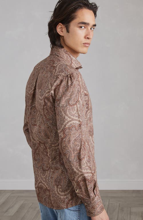 Shop Brunello Cucinelli Paisley Slim Fit Shirt With Spread Collar In Brown