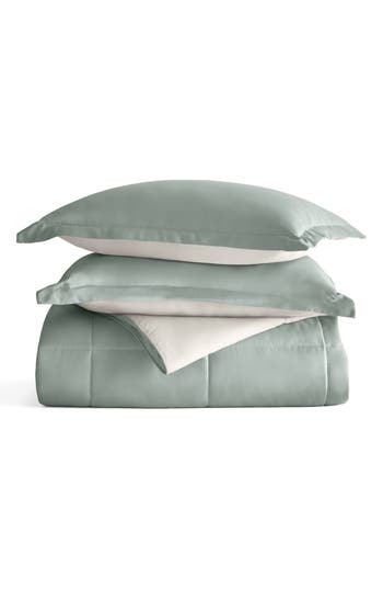Homespun Premium Down Alternative Reversible Comforter Set In Green