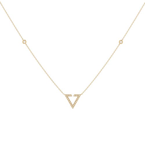 Shop Luvmyjewelry Skyline Triangle Sterling Silver Diamond Necklace In 14kt Gold Vermeil On Sterling