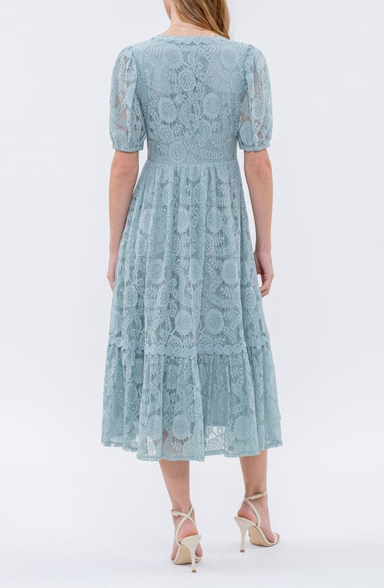 Shop Blu Pepper Lace Short Sleeve Maxi Dress In Light Teal