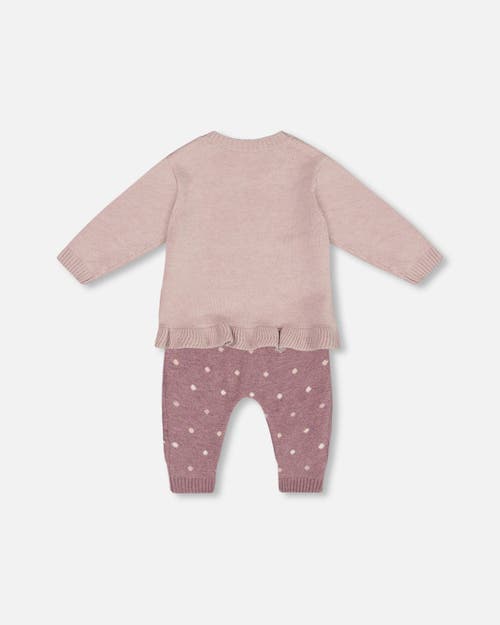 Shop Deux Par Deux Baby Girl's Fox Intarsia Top And Knitted Pant Set Woodrose