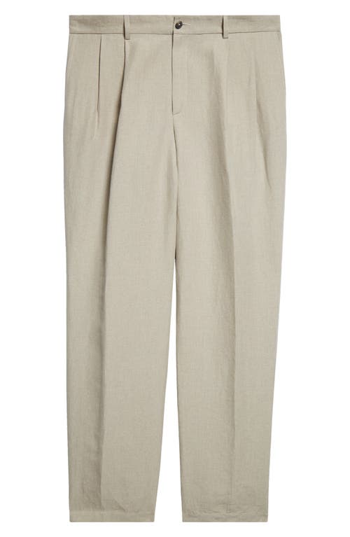 Two Pleat Linen Trousers in Undyed Flax