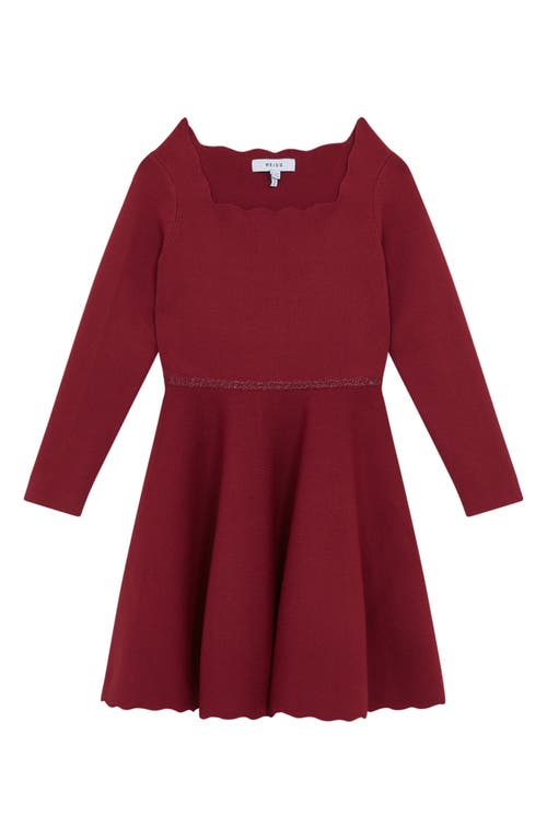 Reiss Kids' Marnie Jr. Square Neck Fit & Flare Knit Dress in Berry