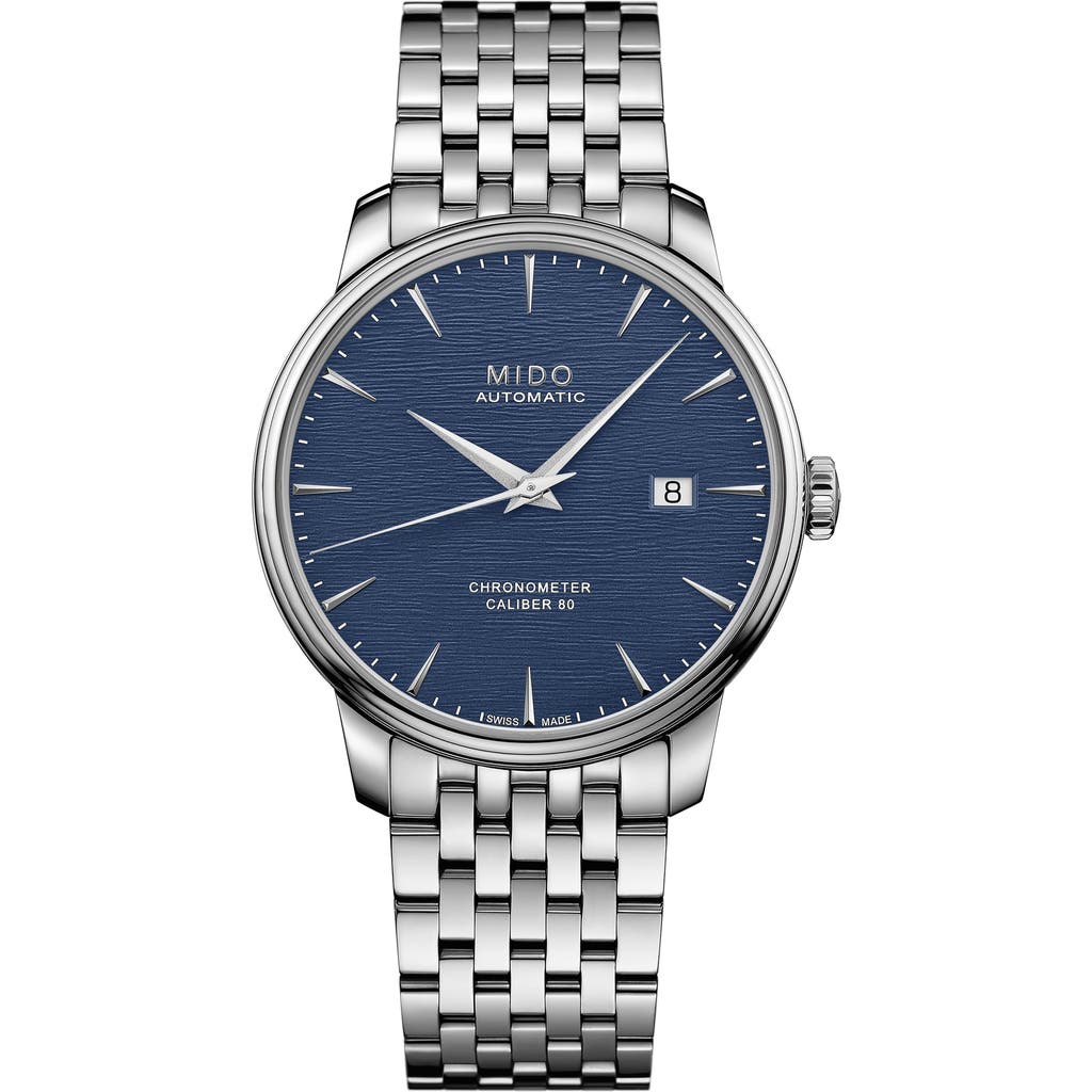 Mido Baroncelli Automatic Watch, 40mm In Silver/blue/silver