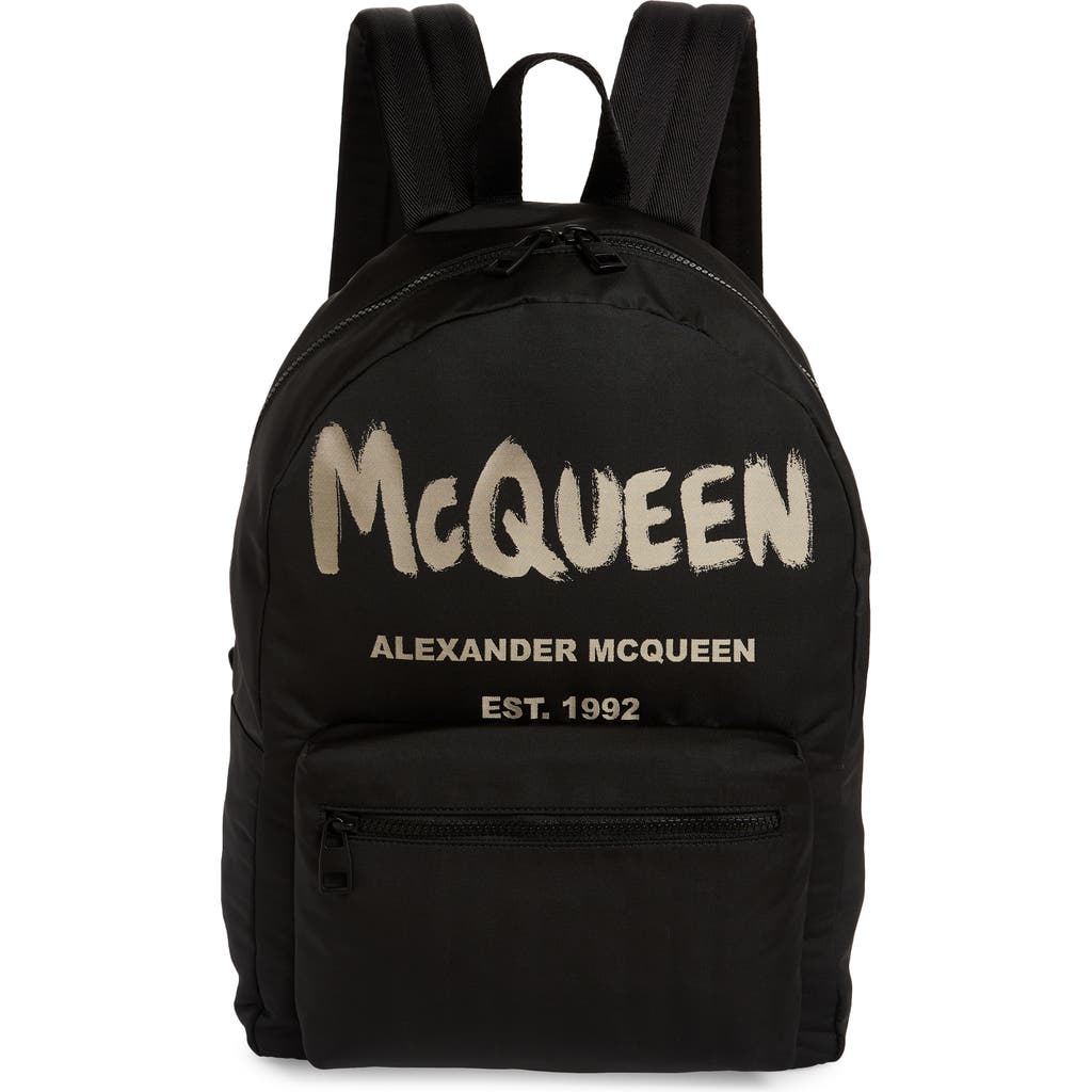 Alexander Mcqueen Metropolitan Mcqueen Graffiti Backpack In Black/ivory