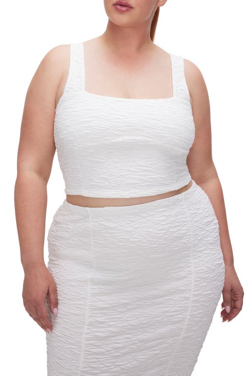 Good American Women's Wide Scrunchie Crop Top In Cloud White001