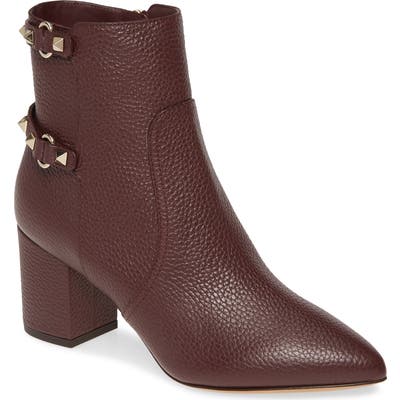 Valentino Garavani Rockstud Pointed Toe Bootie, Burgundy
