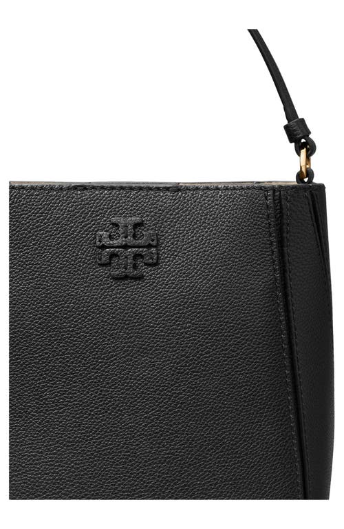 Shop Tory Burch Small Mcgraw Leather Bucket Bag In Black