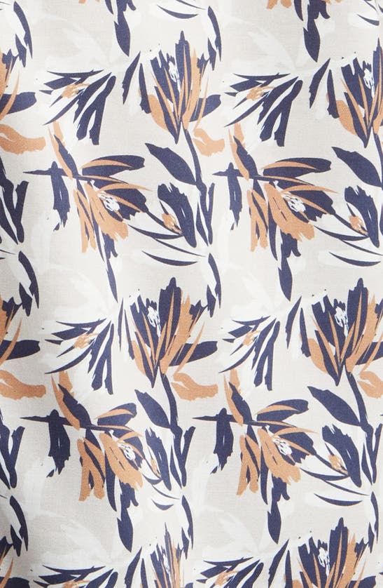 Johnston & Murphy Foliage Print Short Sleeve Cotton & Modal Camp Shirt In Ivory