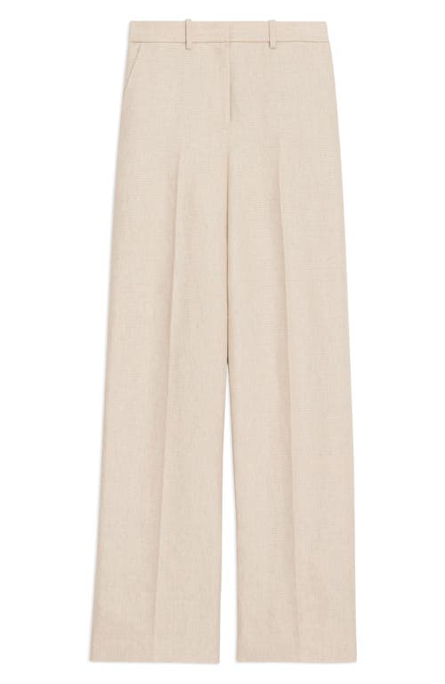 Theory Basket Weave High Waist Linen Wide Leg Pants Straw at Nordstrom,