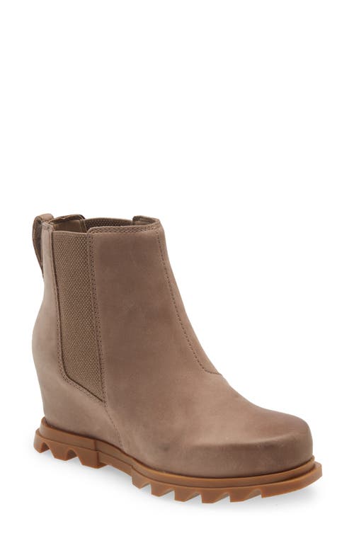 Size 7.5 SOREL Joan of Arctic III Waterproof Wedge Chelsea Boot in Omega Taupe Wet San at Nordstrom,