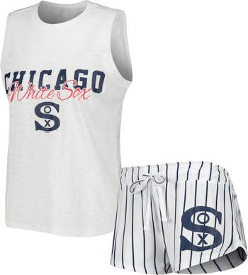 Women's Concepts Sport White Detroit Tigers Reel Pinstripe Knit Sleeveless Nightshirt Size: Medium