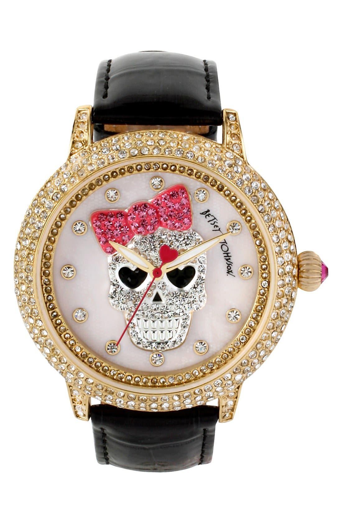 Betsey Johnson Crystal Skull Watch, 46mm | Nordstrom