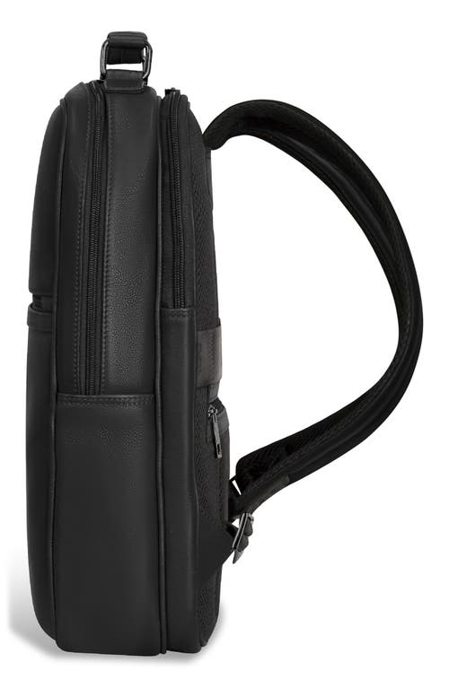 Champs Compact Leather Travel Backpack In Black