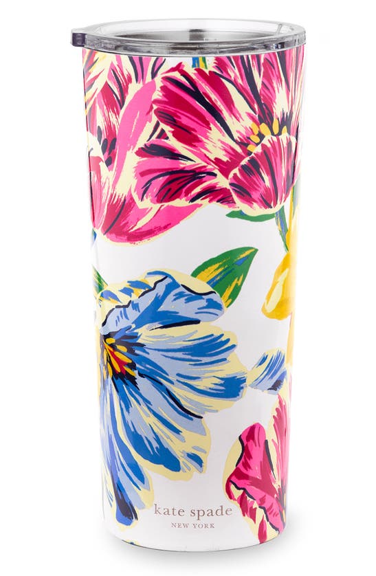 Shop Kate Spade Flowers Stainless Steel Tumbler In Yellow Multi