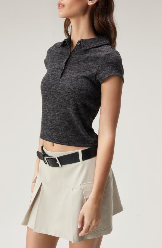 Shop Nasty Gal Fitted Crop Polo In Black