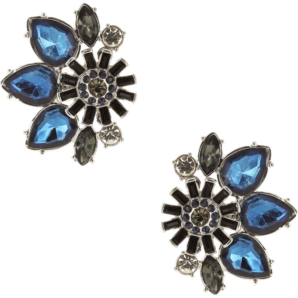 Olivia Welles Alexandra Crystal Stud Earrings In Blue