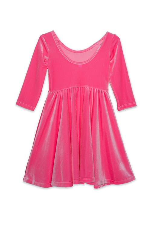 Worthy Threads Girls' Girls Twirly Dress In Pink Candy Stretch Velvet - Little Kid, Big Kid In Pink Candy