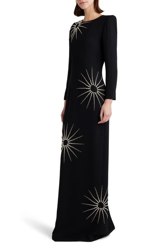 Shop Dries Van Noten Dalista Burst Embellished Long Sleeve Gown In Black 900
