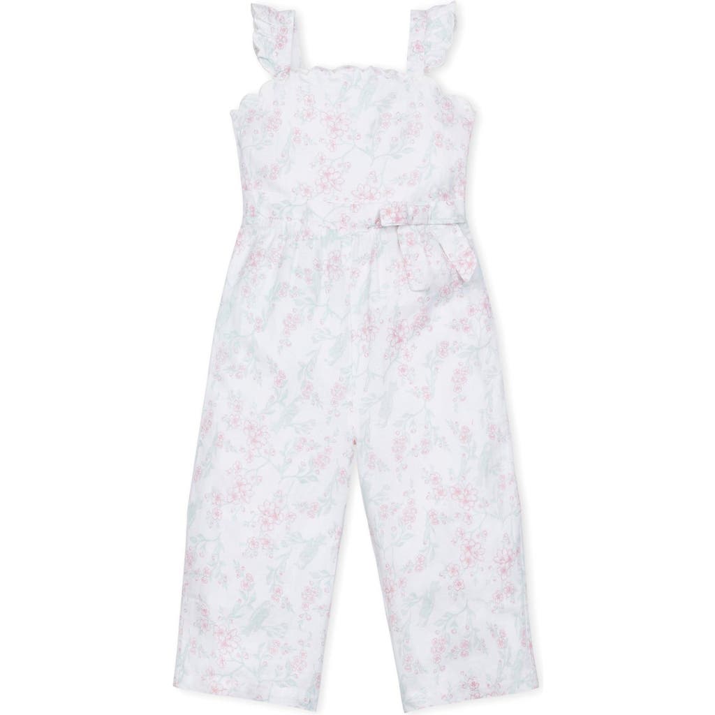 Hope & Henry Kids'  Girls' Scallop Edge Tie-waist Jumpsuit, Infant In Easter Toile