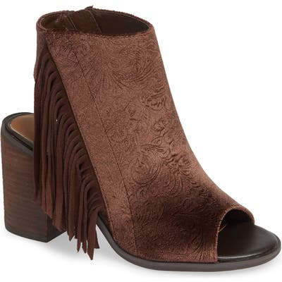 Very Volatile Pony Express Fringe Bootie Sandal, Brown