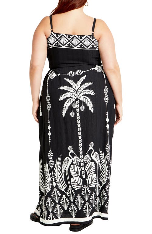 City Chic Jez Border Print Maxi Sundress In Empress Border