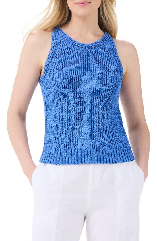 Shop Nic + Zoe Nic+zoe Openwork Sweater Tank In True Blue